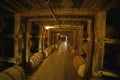 Bourbon barrels slowly maturing in rickhouse