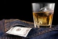 Bourbon Denim and Dollars Royalty Free Stock Photo