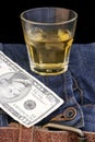 Bourbon Denim and Money Royalty Free Stock Photo