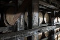 Bourbon Warehouse with barrels tightly crammed Royalty Free Stock Photo