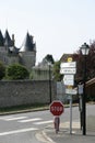 Bourg-Archambault Road signs and Chateaux Royalty Free Stock Photo