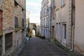 Bourg sur Gironde city arch traditional french houses in front of garonne river france