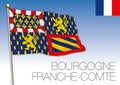 Bourgogne Franche-Comte regional flag, France, vector illustration