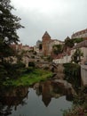 Castle of semur en auxois, tower of the castle hamle, small town of France Royalty Free Stock Photo