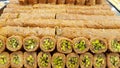 Bourma with pistachios a typical Lebanese sweets. Lebanese cuisine. Sidon, Lebanon