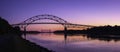 Borne Bridge over the Cape Cod Canal panoramic photo at sunset Royalty Free Stock Photo