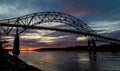 Bourne Bridge in Cape Cod at Sunset Royalty Free Stock Photo