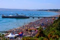 Bournemouth beach on a hot summers day.