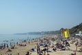 Bournemouth Beach on the hottest day in April Royalty Free Stock Photo