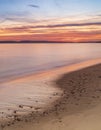 Bournemouth beach illuminated by the setting sun at sunset Royalty Free Stock Photo