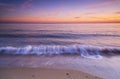 Bournemouth beach illuminated by the setting sun at sunset Royalty Free Stock Photo