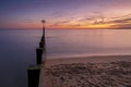 Bournemouth beach illuminated by the setting sun at sunset Royalty Free Stock Photo