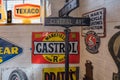 BOURTON-ON-THE-WATER, GLOUCESTERSHIRE/UK - MARCH 24 : Old Motoring Signs in the Motor Museum at Bourton-on-the-Water in Royalty Free Stock Photo