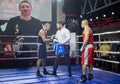 Bout between Burka Pavel and Bogdanov Dmitry in the weight category up to 75 kg during Boxing Kharkiv Derby