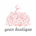 Boutique, Bridal, Dress, Floral Luxury Logo Template Illustration Vector Design Royalty Free Stock Photo