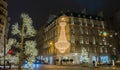 The boutique Dior decorated for Christmas, Paris, France.
