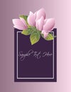 Boutique logo template with purple magnolia flowers