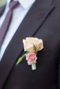 Boutonniere on groom`s wedding jacket Royalty Free Stock Photo