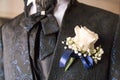 Boutonniere in tuxedo Royalty Free Stock Photo