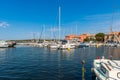 Boats in the marina of Bouzigues on the pond of Thau, in Herault, Occitanie, France