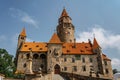 Bouzov,Czech Republic-July 8, 2021.Romantic fairytale castle with eight-storey watchtower built in 14th century.National cultural Royalty Free Stock Photo