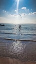 Bovisands coastal bathers .  Devon UK Royalty Free Stock Photo