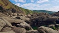 Bovisands coastal rock face.  Plymouth Devon UK Royalty Free Stock Photo