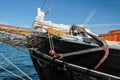 Bow and anchor of a large sailing ship Royalty Free Stock Photo