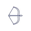 bow and arrow, archery line icon on white