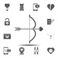 Bow and Arrow, Heart, Cupid icon. Simple glyph, flat vector element of valentines day icons set for UI and UX, website or mobile Royalty Free Stock Photo