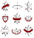 Bow arrow labels and elements set. Vector Royalty Free Stock Photo