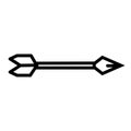 Bow arrow line isolated on white background. Black flat thin icon on modern outline style. Linear symbol and editable stroke. Royalty Free Stock Photo