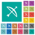 Bow with arrow square flat multi colored icons