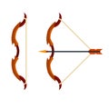 Bow and arrow. Taut bowstring. Fantastic weapons