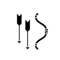 Bow and arrows black icon, vector sign on isolated background. Bow and arrows concept symbol, illustration Royalty Free Stock Photo