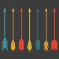 Bow arrows icon set. Colorful archery symbols in flat style. Vector illustration