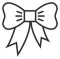 Bow black line icon. Ribbon decoration symbol