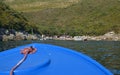 Boat approaching a beach