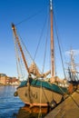 The bow and bowsprit of an old Dutch sailing ship Royalty Free Stock Photo