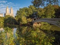 Bow Bridge, Central Park, in early autumnow bridge