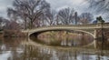 The bow bridge in central park, New York city daylight view Royalty Free Stock Photo