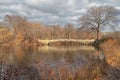 The bow bridge in central park, New York city daylight view Royalty Free Stock Photo