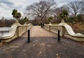 The bow bridge in central park, New York city daylight view in winter Royalty Free Stock Photo