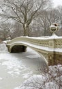 Bow Bridge, Central Park after snowstorm, New York Royalty Free Stock Photo