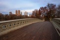 The Bow Bridge early in the morning, located in Central Park, New York City Royalty Free Stock Photo