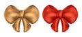 Bow butterfly vector white background Gold and red bows