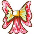 Bow cartoon vector, cute ribbon hair tie flat icon