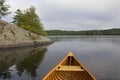 Bow of a Cedar Canoe on a Lake in Northern Ontario