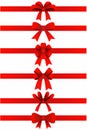 Bow collection on white background. Set of red bows with ribbon Royalty Free Stock Photo