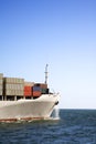 Bow of Container Ship at Sea and Copy Space Royalty Free Stock Photo